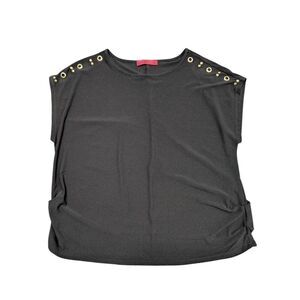 NWT Love Scarlett Sleeves With Stones on Shoulders Black Blouse Top Shirt Size 2